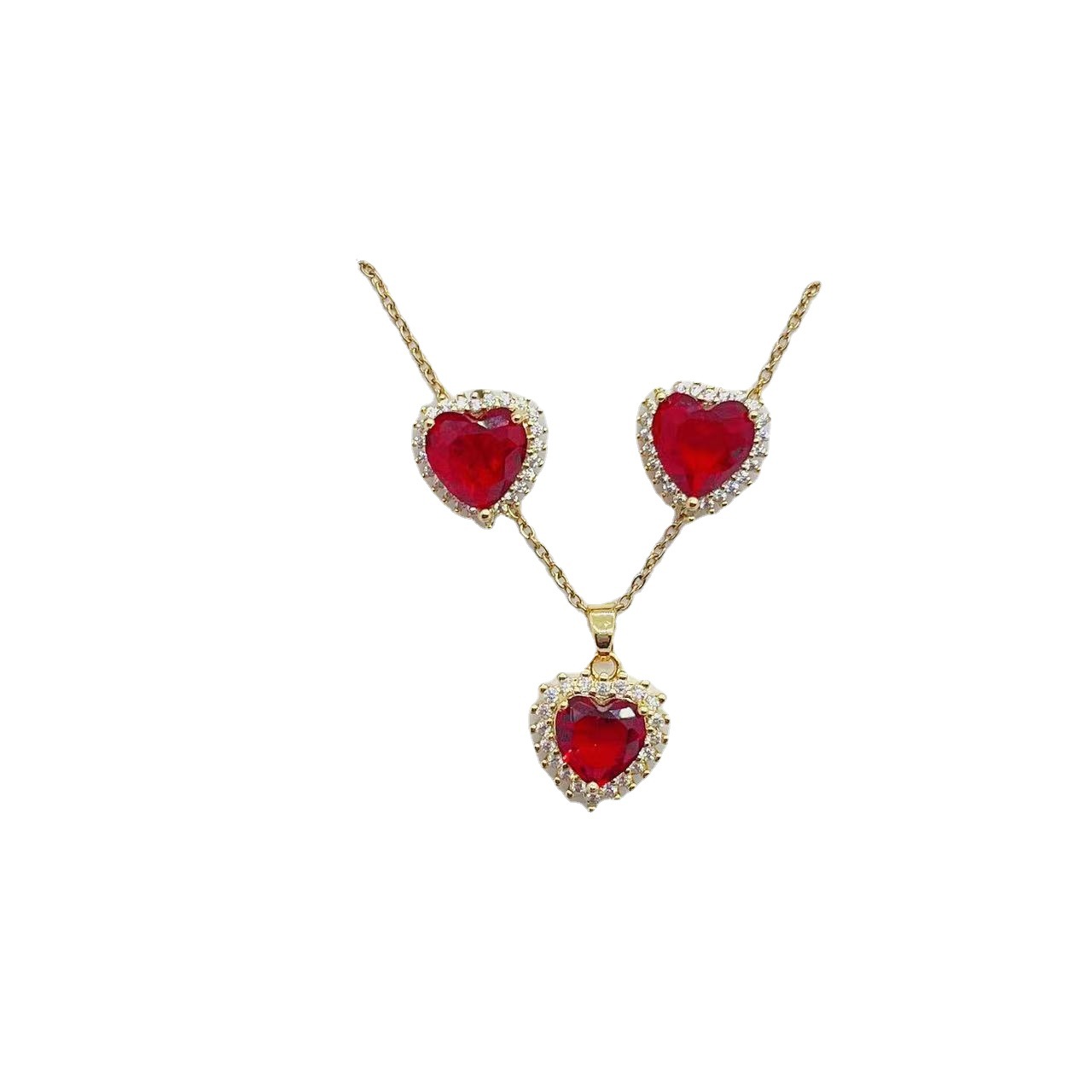 Copper Micro Inlaid Zircon Peach Heart Fashion Simple Necklace