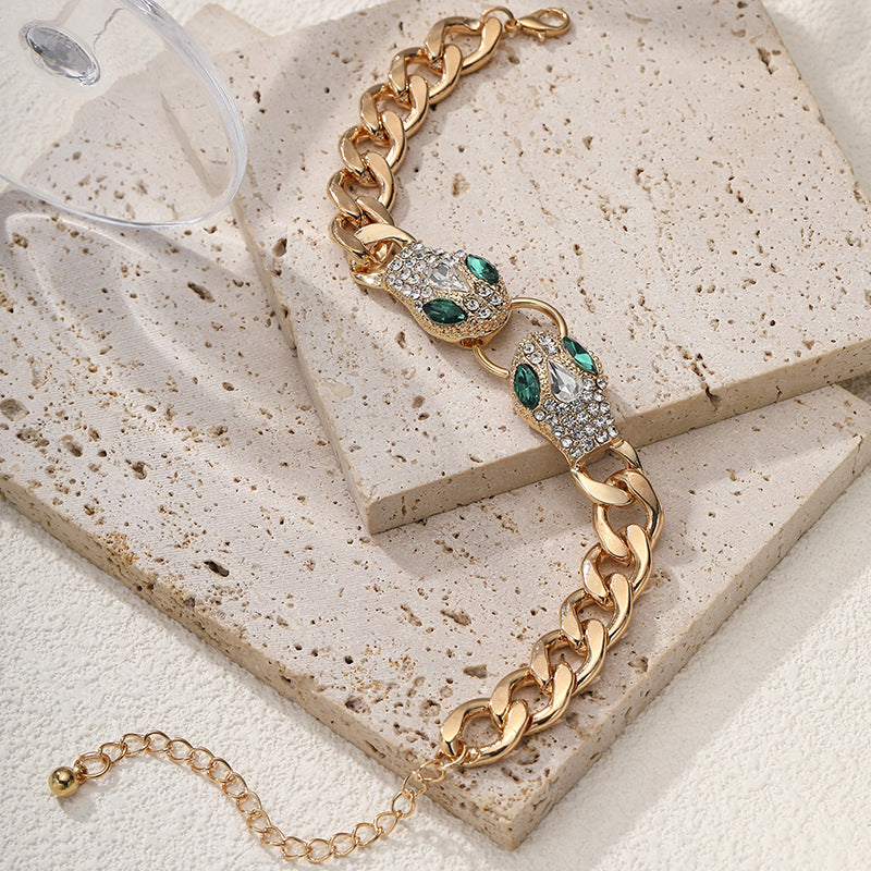 Fashion Women's Suit High-grade Accessories Snake Head Diamond-embedded Light Luxury Design Holiday Party Gift
