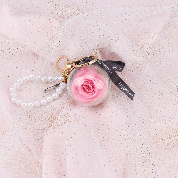 Rose Perianth Pearl Car Hanging Keychain