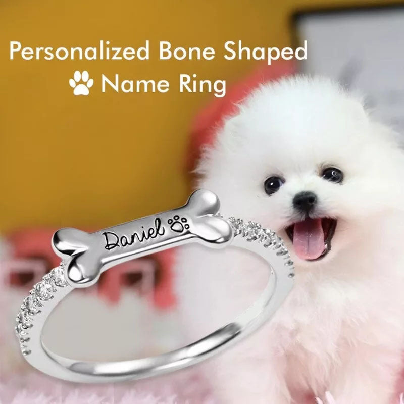 Personalisierter Haustier Katzenohren Namensring Modeschmuck