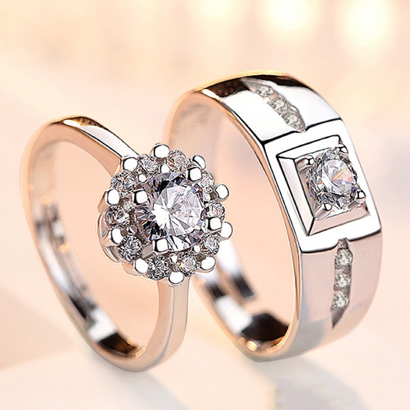 Anillos de apertura Simulación de boda Anillo de diamante