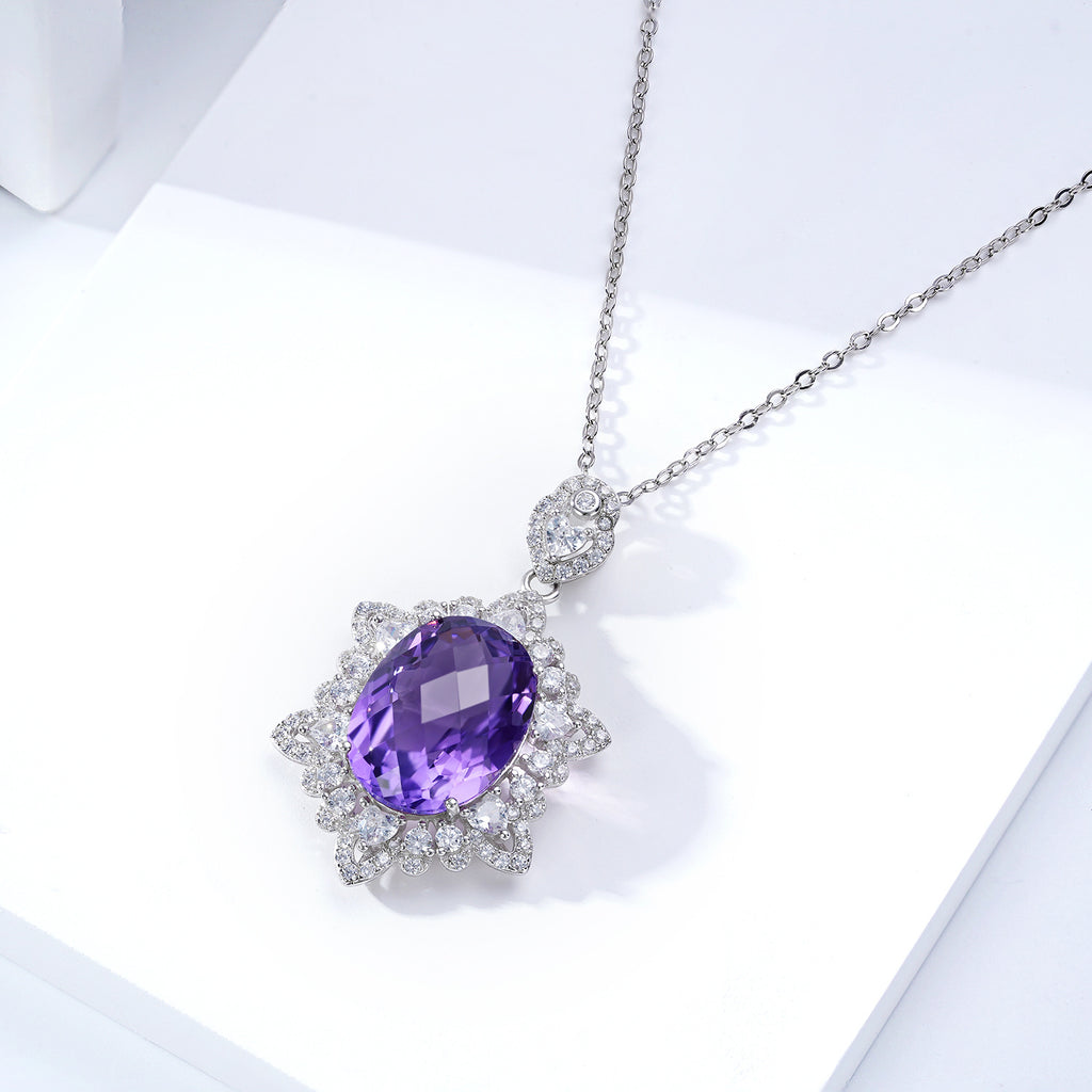Collar de amatista natural de plata 925 para mujer