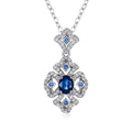 S925 Silber Retro Muster Halskette Damen Vielseitiger Natur Saphir Anhänger