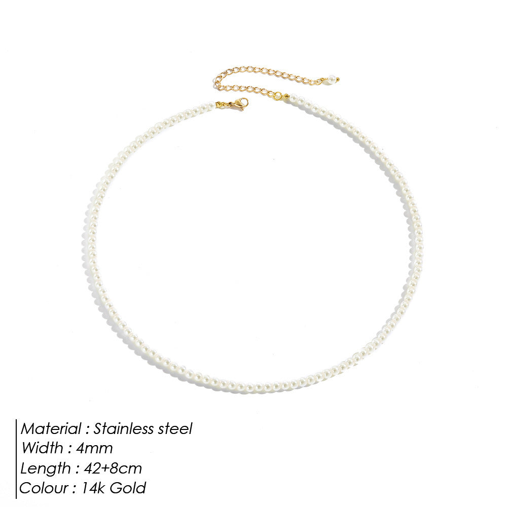 Vergoldete Perlenhalskette 14k Schlüsselbeinkette Schlichte hochwertige Perlenkette für Damen