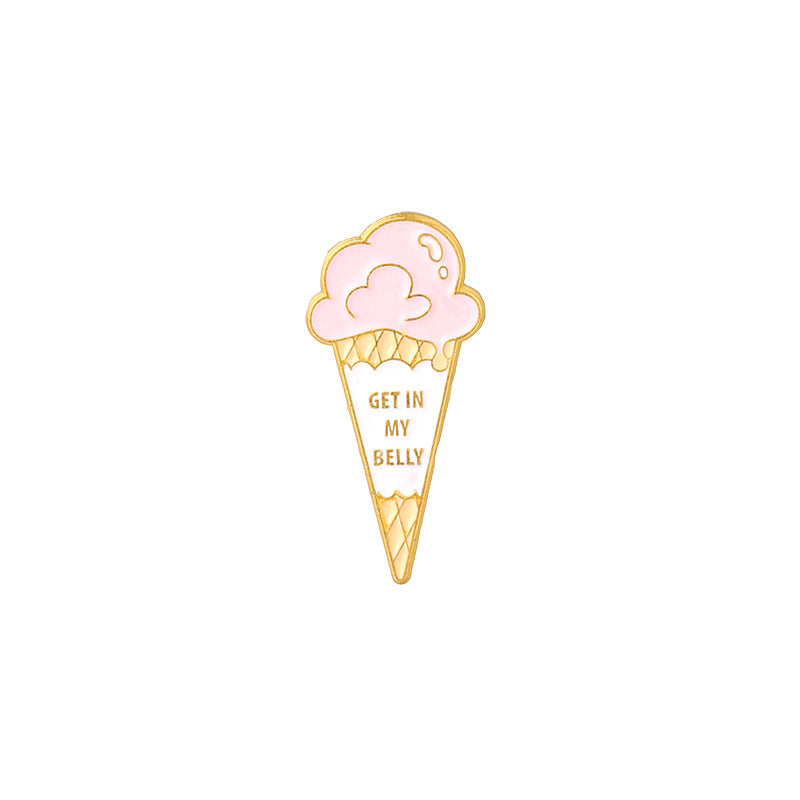 Broche de metal con diseño de leche, pizza, café, comida y juguetes, muy solicitado