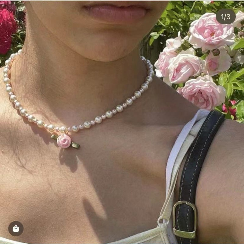 Blumen-Choker-Perlenkette Anmutig Mori Süße Schlüsselbeinkette Damen