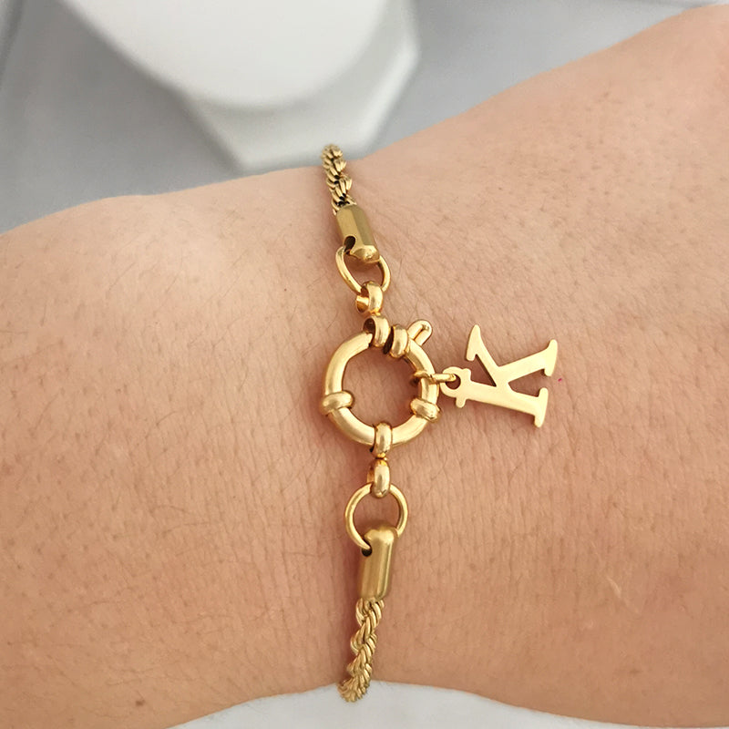 Pulsera de ancla para mujer y hombre, de acero inoxidable, con cierre giratorio