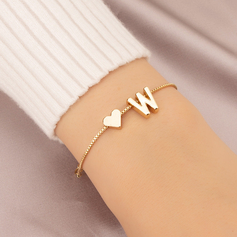 Bracelet Heart-shaped English Letters