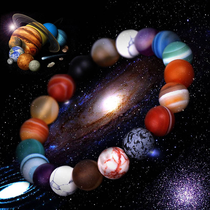 Sonnensystem Acht Steinplaneten Armband Planeten Naturstein Mala Perlen Armband Für Männer Frauen Handgemachtes Universum Solar Chakra Armband Schmuck