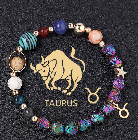 Natural Volcanic Rock Electroplating Twelve Constellations Bracelets