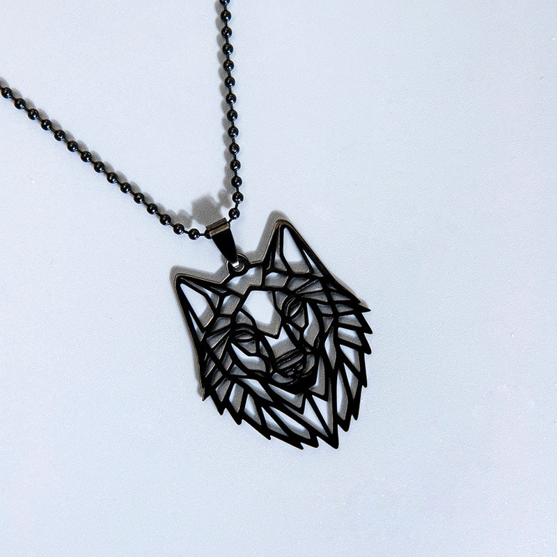 Halskette mit Wolfskopf-Anhänger aus Edelstahl für Herren Tierschmuck