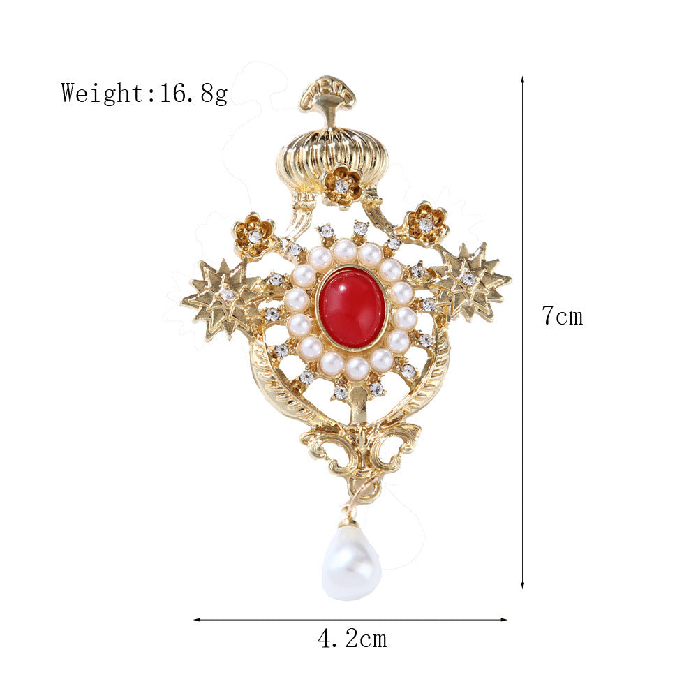 Broche de Corona Barroco Retro de Moda Combinable