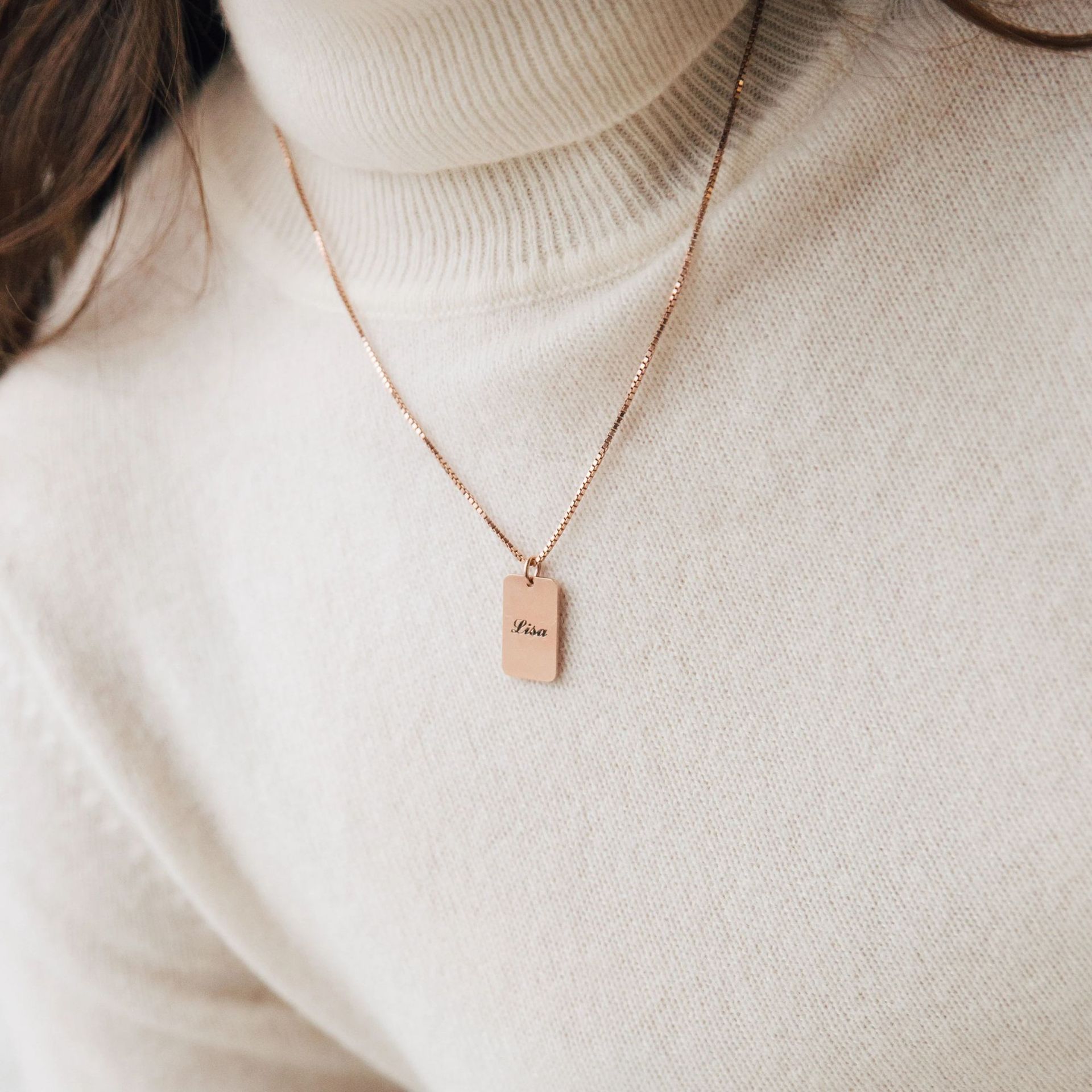 DIY Personalized Name Square Box Chain Necklace
