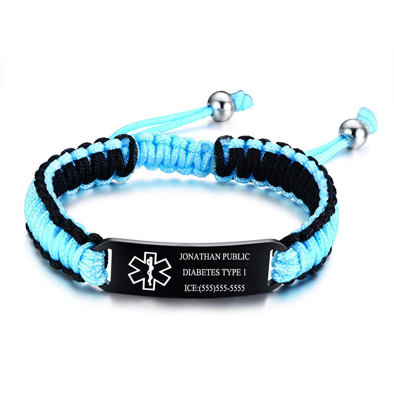 Schwarz plattiertes geflochtenes Schriftzug-Edelstahl-Armband