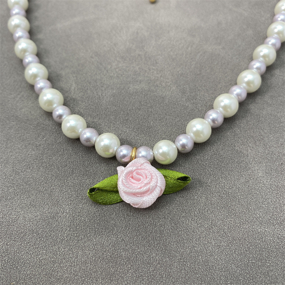 Blumen-Choker-Perlenkette Anmutig Mori Süße Schlüsselbeinkette Damen