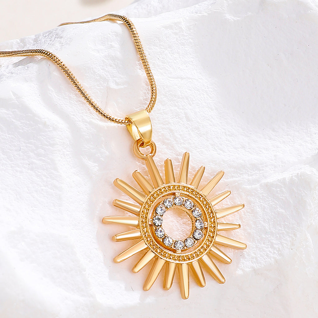 Sonnenblumen-Ohrringe, Halskette, Schmuckset für Damen