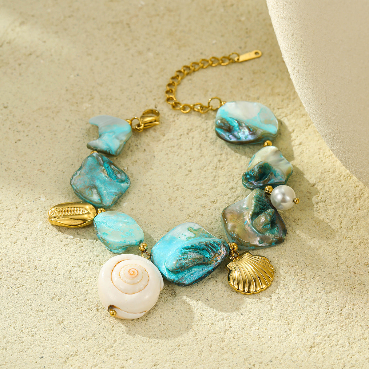 Stainless Steel Bracelet Beach Shell Pearl