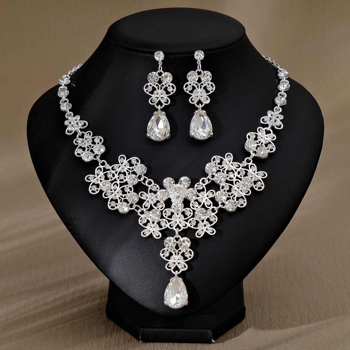 Pendientes Y Collar De Perlas Y Diamantes De Imitación Para Mujer