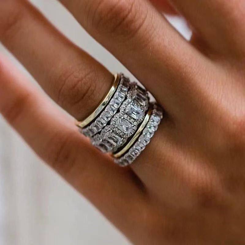 Herrenring-Set Diamantbesetzt 5-teiliges Ring-Set