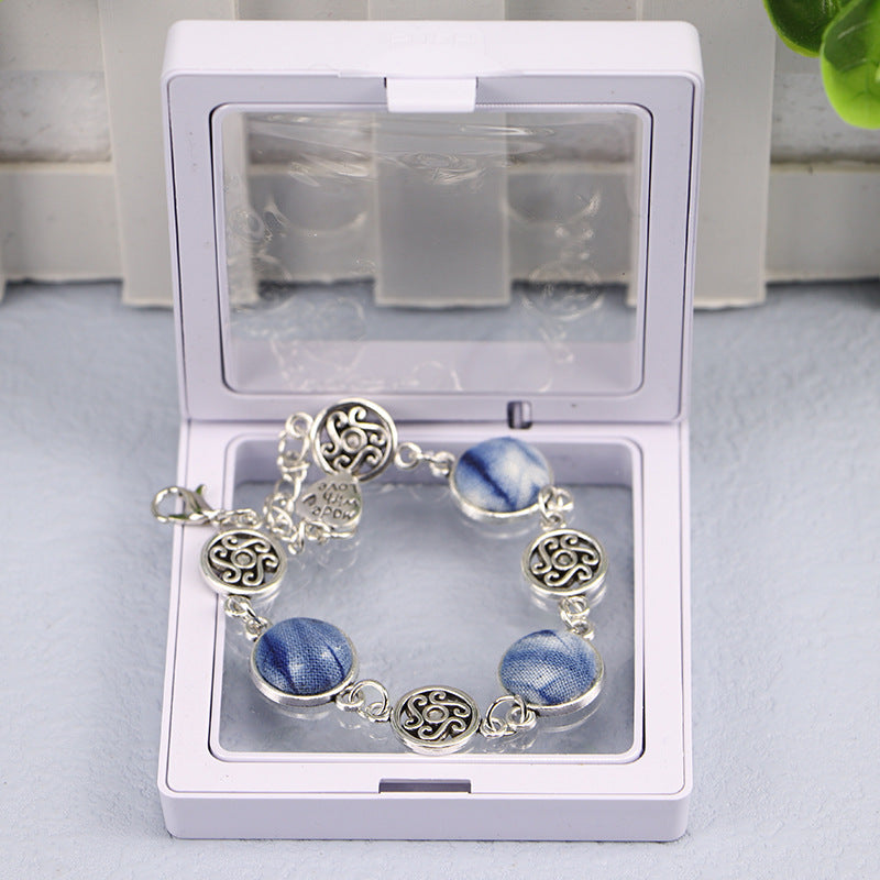 Ethnic Blue Dyed Tie-dye Bracelet Hand-stitched