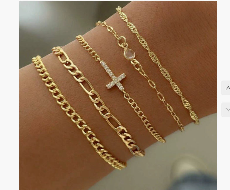 Metal Figaro Chain Fashion Simple Bracelet Suit