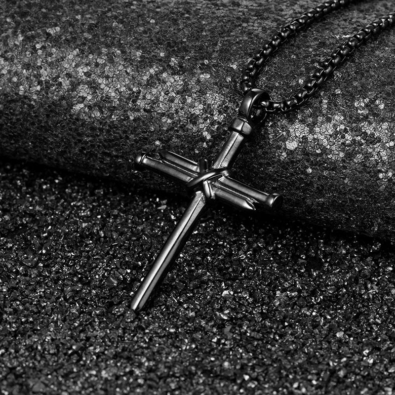 Hip Hop Stainless Steel Nail Cross Pendant Men Necklace