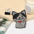 Llavero clásico de gato de dibujos animados con pedrería caliente, a la moda