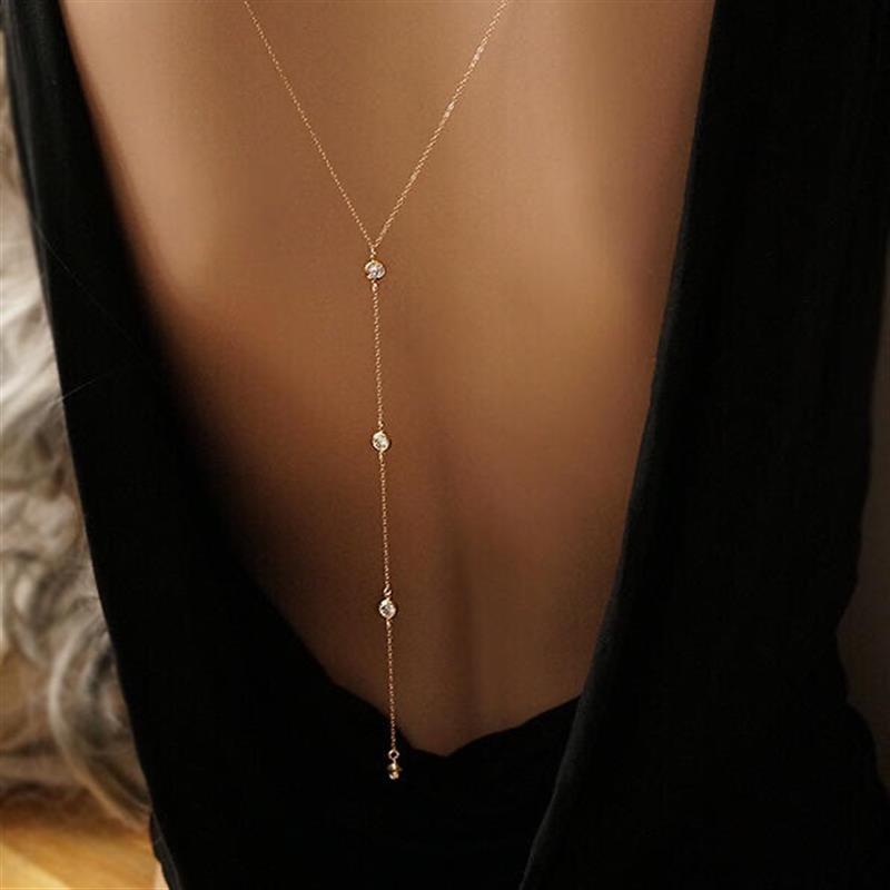 Joyas de moda sencilla con cadena trasera de gota de agua