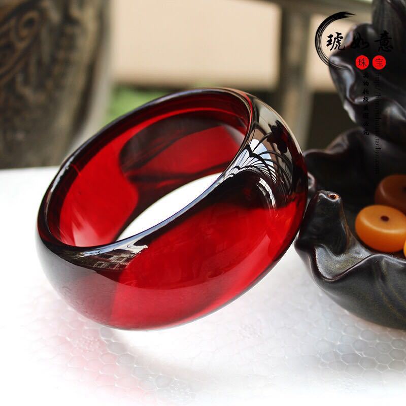 Pulsera de Ámbar Sangre Báltico Ancha y Gruesa