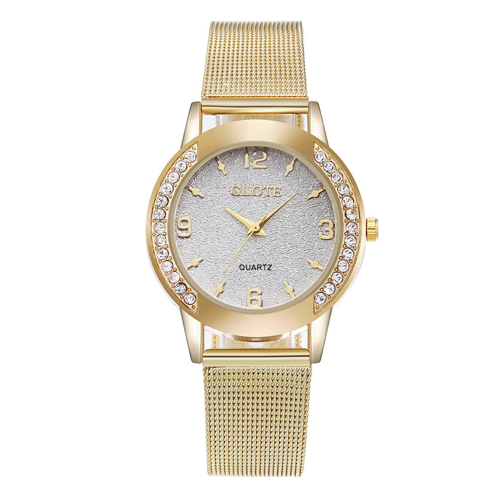 Reloj de cuarzo para mujer con caja de diamantes