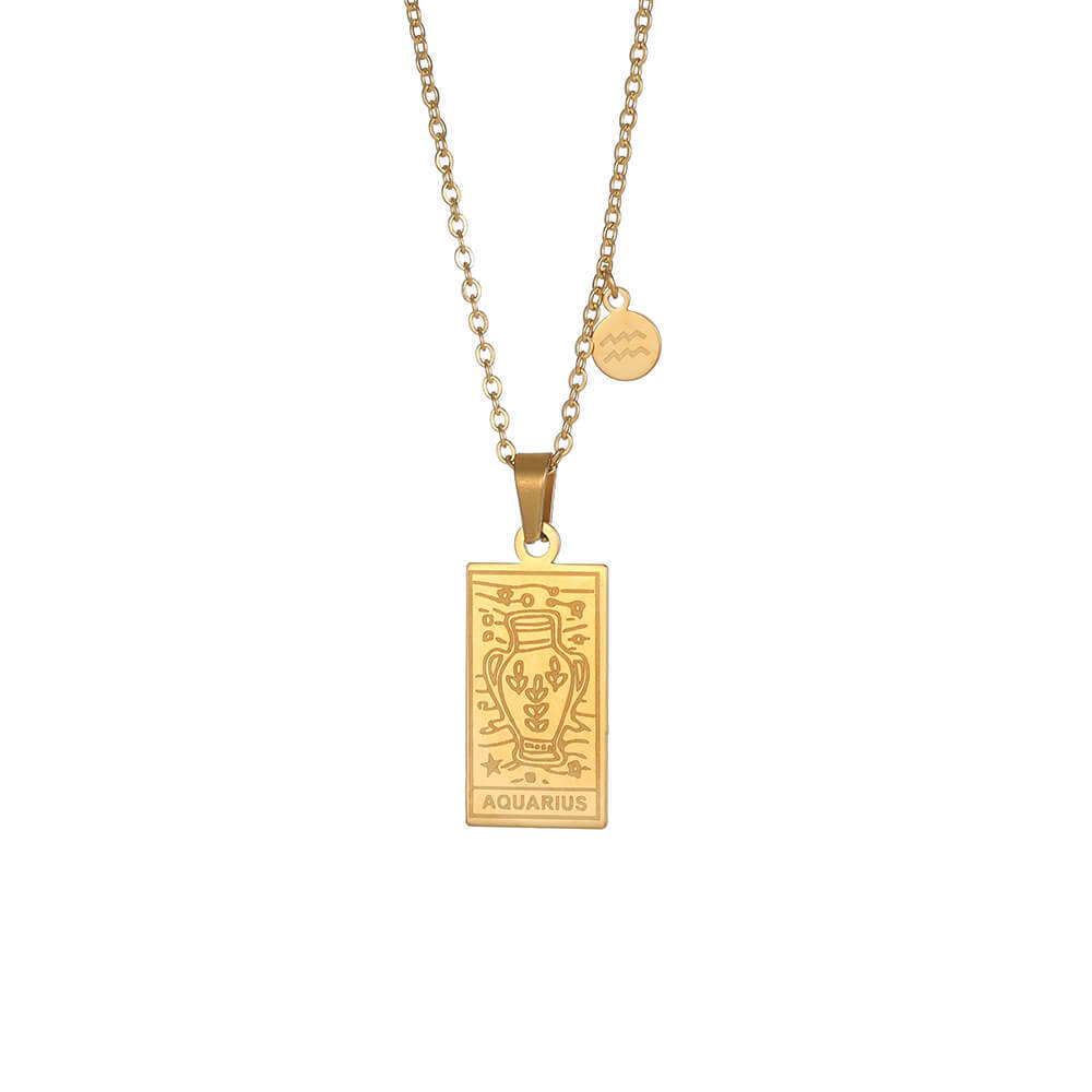 Stainless Steel Constellation Square Constellation Tag Scorpio Couple Necklace
