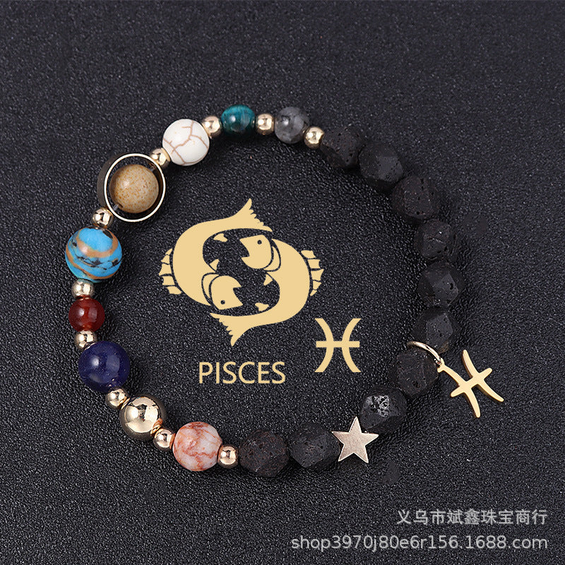 Natural Volcanic Rock Twelve Constellations Bracelets Fashion European And American Style
