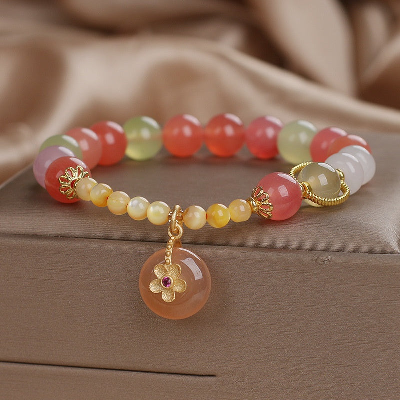 Nueva Pulsera de Seguridad de Calcedonia de Color para Mujer, Estilo Chino Nuevo