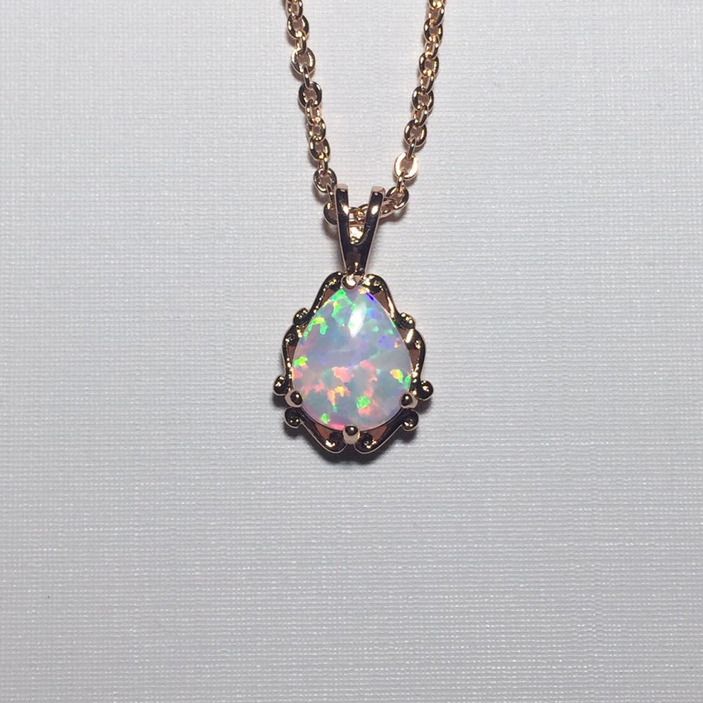 Sterling Silver Fancy White Opal Necklace
