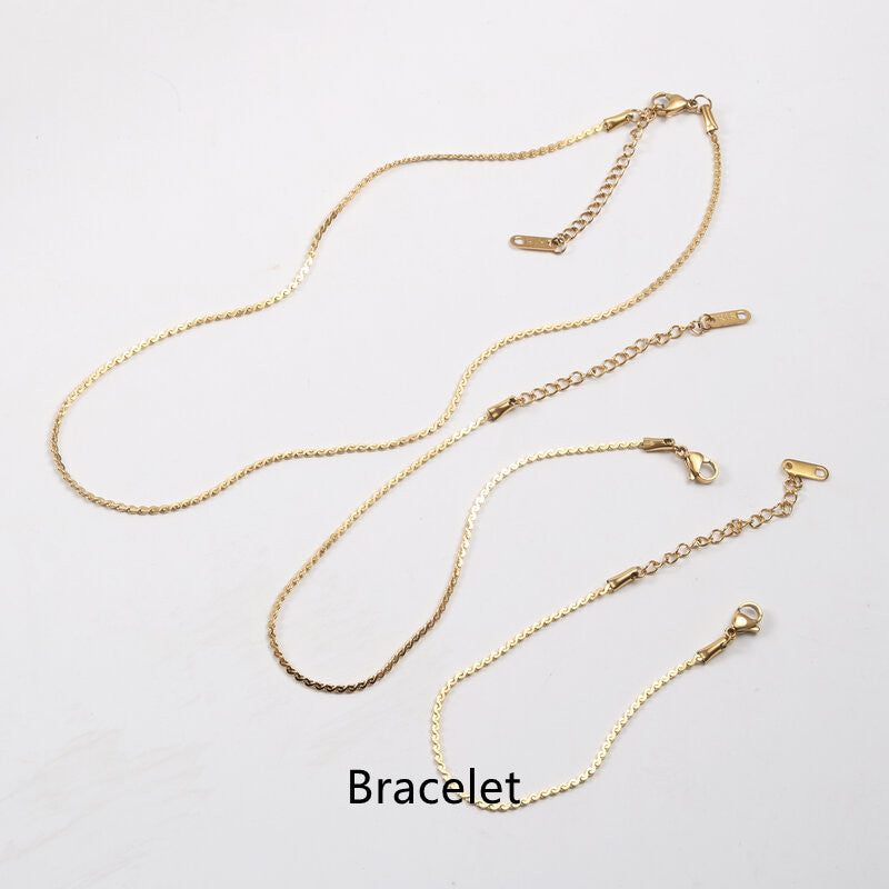 Titanium Steel Gold Plated Necklace Anklets Bracelets