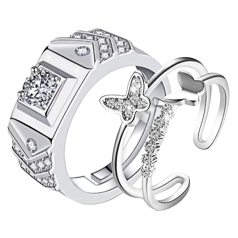Anillos de apertura Simulación de boda Anillo de diamante