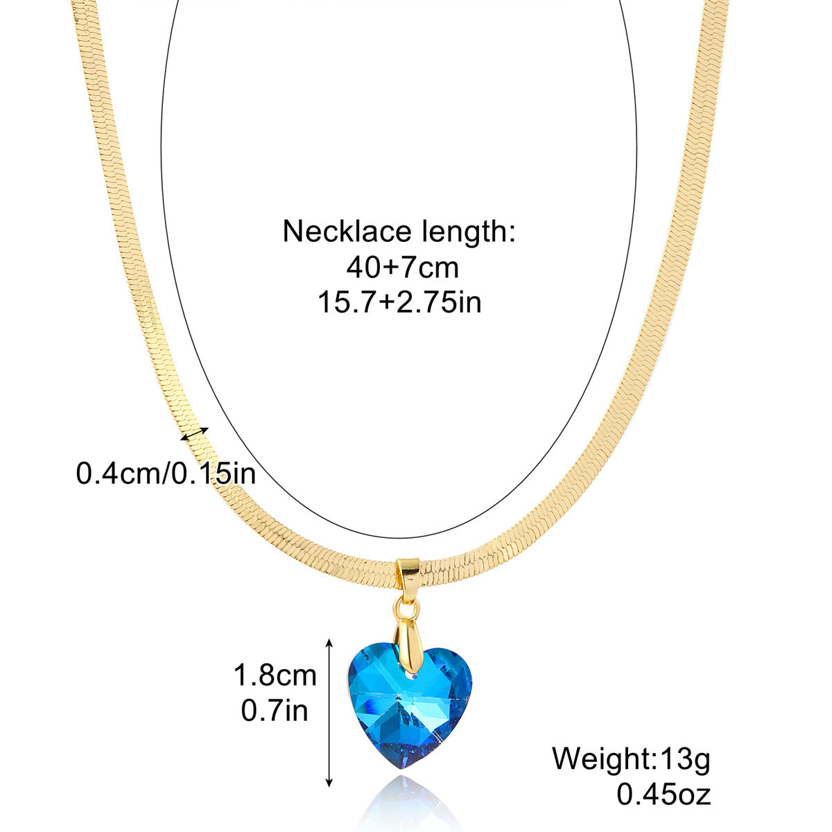 Women's Fashion Simple Color Crystal Pendant Love Necklace