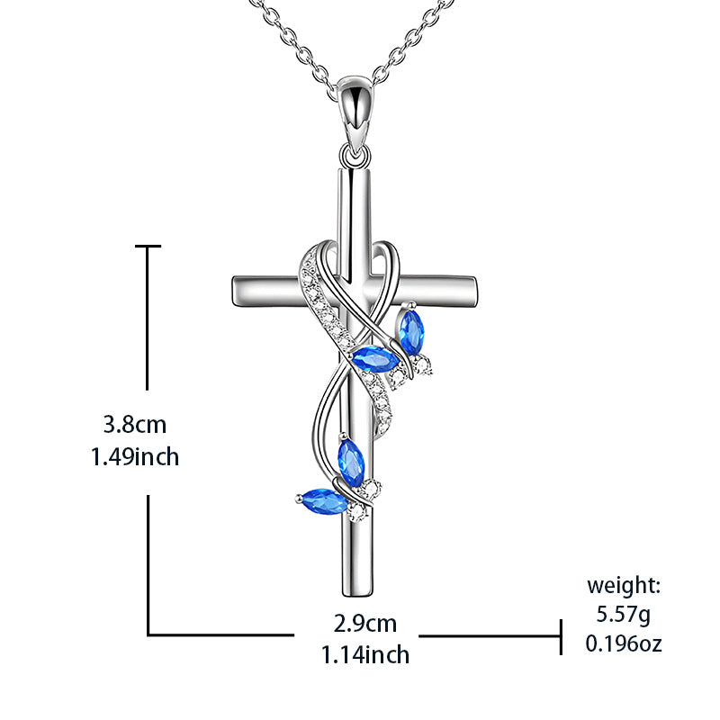 Damenkette Eleganter Schmetterlings-Kreuz-Anhänger