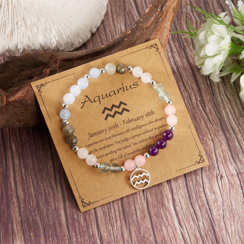 Pulsera de amatista con cuentas y doce constelaciones