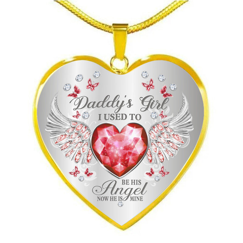 Collar de epoxy con colgante de corazón y alas de ángel con piedra de nacimiento de 12 colores