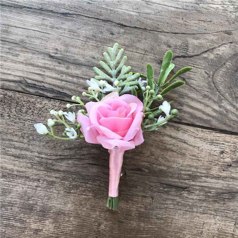 Koreanischer Stoff Braut und Bräutigam Korsage Rose Kleine Knospen Seidenblume vor der Heirat