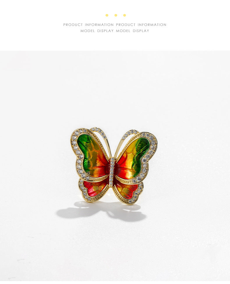 Mode Schmetterling Design Süßwasserperlen Halskette Ring Dreiteiliges Ohrring-Set