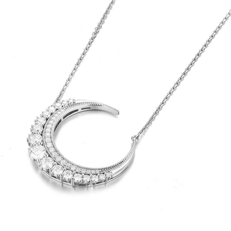 Sterling Silber Moissanit Halbmondkette Ins Moissanit Mond Schlüsselbeinkette