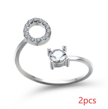 Nuevo Diseño Anillo Ajustable con Letra Inicial 26 Joyería de Moda para Mujeres Joyería Simple y Elegante