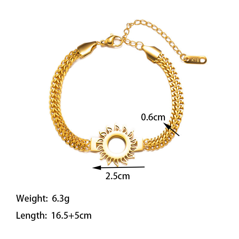Mode-Armband für Damen, nicht verblassend, Sonne, hohl, Weizen, aus Titanstahl