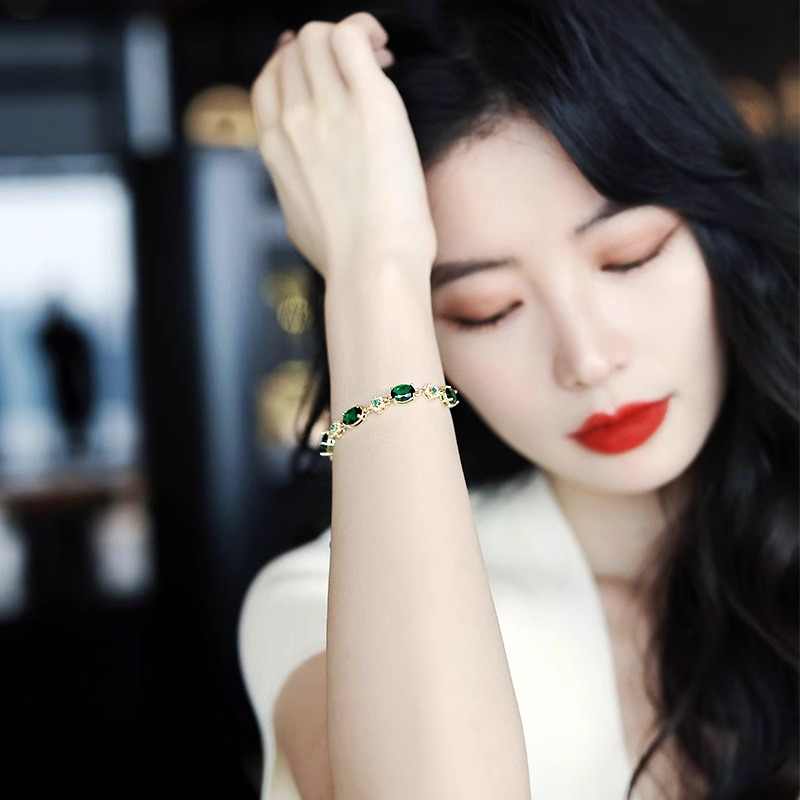 Pulsera de Esmeraldas de Diseño Exquisito y de Alta Gama para Mujer