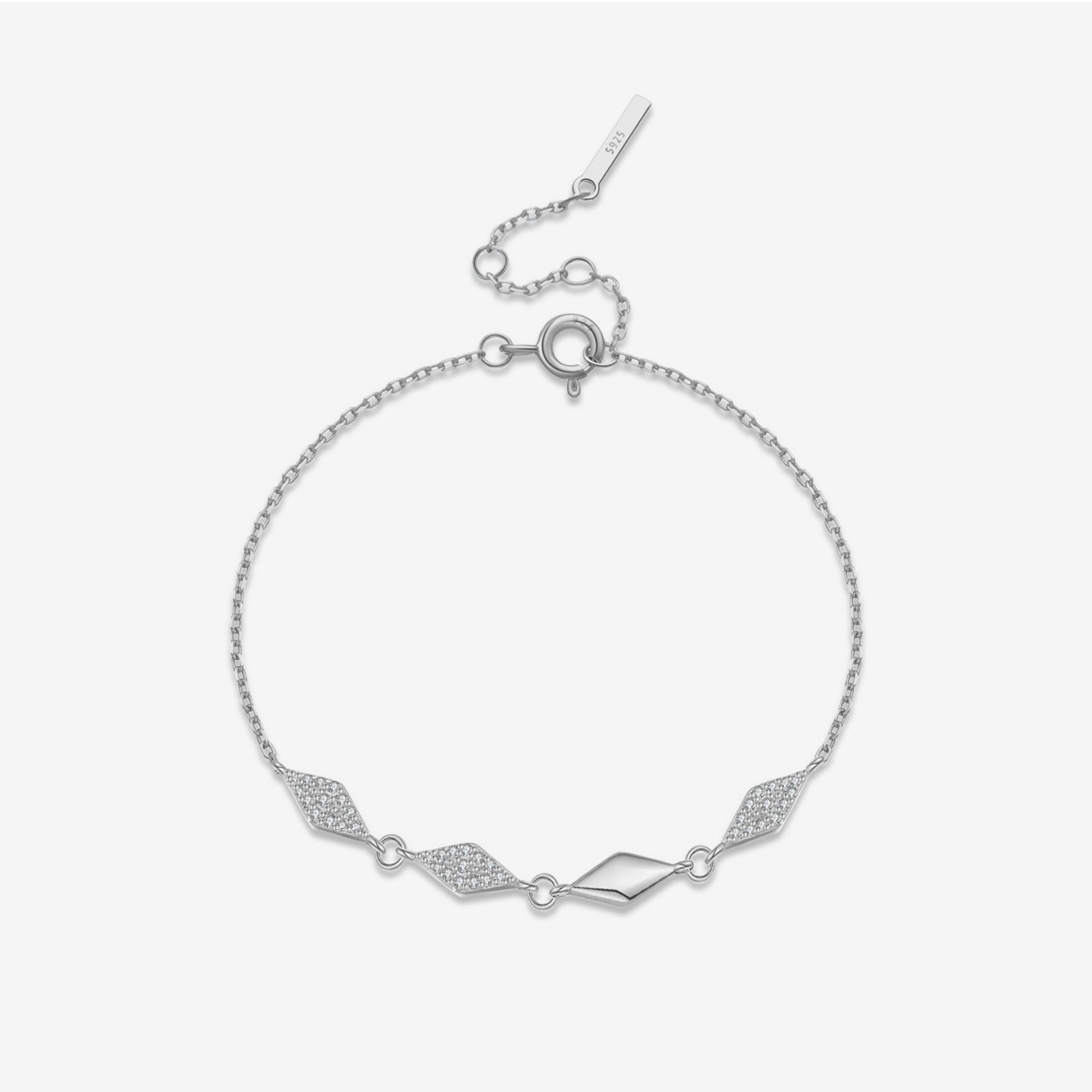 Rhombus S925 Silver Simple Sweet Cool Bracelet