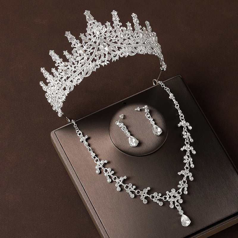 Retro atmosphärische Strass-Geburtstagskrone Haar-Accessoires dreiteiliges Set