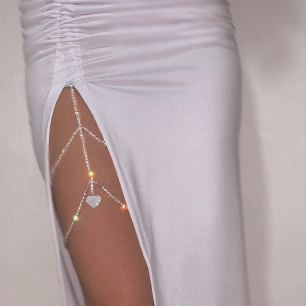 Cadena de pierna con colgante de diamante en forma de corazón y múltiples capas para la playa