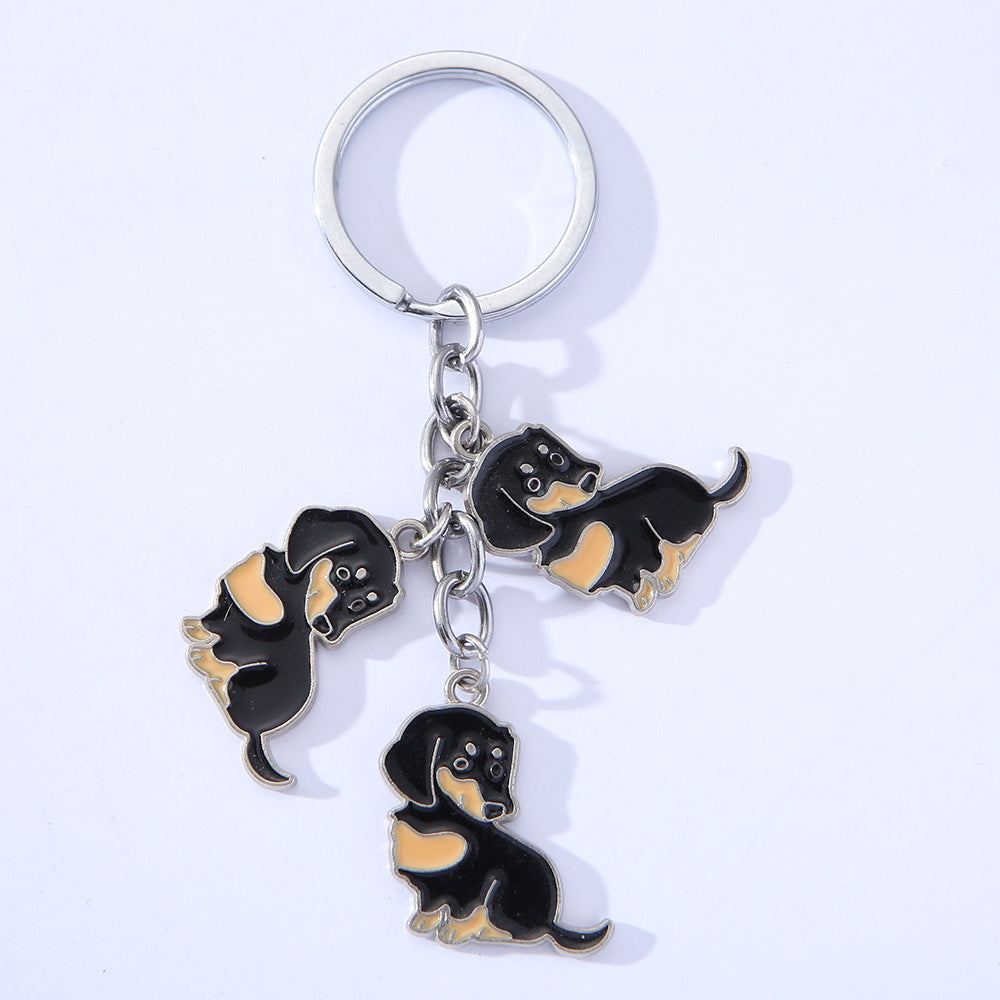 Llaveros de metal con forma de perro, estilo americano